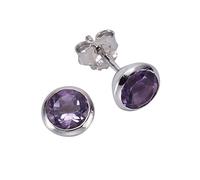 Zeeme Gemstones Damen Ohrringe 925/- Sterling Silber 0,75cm Glänzend Amethyst weiß 358220410-6