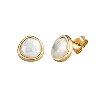 Zeeme Gemstones Damen Ohrringe 925/- Sterling Silber 1,1cm Glänzend Perlmutt gelb 271220102V