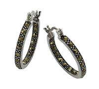 Zeeme Creolen »925/- Sterling Silver Markasit«, schwarz