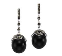 Zeeme Ohrhänger »925/- Sterling Silber rhodiniert Onyx«, weiß