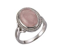 zeeme GEMSTONES Ring 925/- Sterling Silber 1 Rosenquarz, weiß weiß