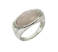 Zeeme Gemstones Damen Ring 925/- Sterling Silber Rhodiniert Rosenquarz weiß 360271238-1