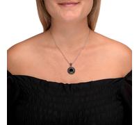 Kette mit Anhänger ZEEME "Silber 925 oxydiert 45cm lang mit schwarzem Achat 10mm", schwarz, Halsketten, Damen, 45cm, Silber 925 (Sterlingsilber), L: 45 B: 21mm, glänzend, B:21mm (087049-0) schwarz