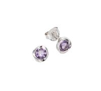 Paar Ohrstecker ZEEME "Silber 925 rhodiniert mit echtem Amethyst", weiß (weiß, lila), Ohrringe, Damen, one-size, Silber 925 (Sterlingsilber) (67369936-0) weiß, lila