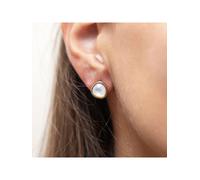 Zeeme Gemstones Ohrstecker 925/- Sterling Silber Perlmutt Weiß 1,1Cm Glänzend