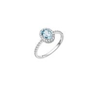 Zeeme Gemstones Ring 375/- Weißgold Zirkonia und Blautopas L 1/2