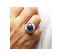 Fingerring ZEEME "925 Sterling Silber rhodiniert Lapis" Fingerringe Gr. 019 (60,0), 3,1 ct, Silber 925 (Sterlingsilber), weiß (weiß, blau) Damen Fingerringe (84956133-19)