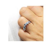 ZEEme Gemstone Silber 925 rhodiniert mit 12x Weißtopas + 5x Blautopas (beh.) Rin...