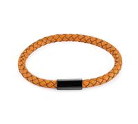 Zeeme Stainless Steel Armband Edelstahl Leder orange 21 cm Einheitsgröße