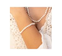 Zeeme Pearls Armband Silber 925 rhodiniert mit weißen Perlen 6mm Einheitsgröße