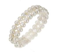 Zeeme Pearls Armband Süßwasserzuchtperlen weiß 8mm zweireihig Einheitsgröße