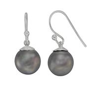 Paar Ohrhänger ZEEME "Silber 925 mit 2 grauen Perlen 10mm", grau (grau, grau), Ohrringe, Damen, ONE-SIZE, Silber 925 (Sterlingsilber) (83662239-0) grau, grau