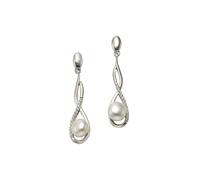 Paar Ohrhänger ZEEME "Silber 925 rhodiniert mit weißen Perlen 7mm und Zirkonia-Steinen", weiß (weiß, weiß), Ohrringe, Damen, ONE-SIZE, Silber 925 (Sterlingsilber) (311000-0) weiß, weiß