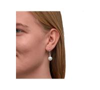 Zeeme Pearls Ohrhänger 925/- Sterling Silber Muschelkernperle Weiß 3,1Cm Rhodiniert