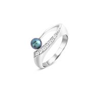 Zeeme Pearls Silber 925 rhodiniert mit schwarzer Perle & Zirkonia weiß Ring 4167...