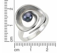 Ring 925/- Sterling Silber Perle schwarz Matt/Glanz ZEEme weiß 52 (Artikelnummer: 3R025/40X52)