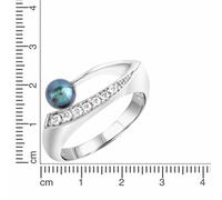 Zeeme Pearls Silber 925 rhodiniert mit schwarzer Perle & Zirkonia weiß Ring 4167...