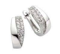 Creolen 925/- Sterling Silber Zirkonia weiß 1,4cm Glänzend ZEEme weiß 001 (Artikelnummer: 3S929/50X001)
