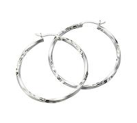 Zeeme Creolen »925/- Sterling Silber mattiert diamantiert«, weiß