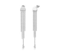 Paar Ohrhänger ZEEME "Silber 925 rhodiniert 70mm lang mit Zirkonia-Steinen", weiß (weiß, weiß), Ohrringe, Damen, one-size, Silber 925 (Sterlingsilber) (93356436-0) weiß, weiß