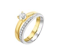 Zeeme Silber Ring Set 2 Teilig 925/- Sterling Silber Zirkonia Weiß Glänzend (Größe: 021 (66,1))