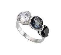 Fingerring ZEEME "925 Sterling Silber Zirkonia mehrfarbig" Gr. 54, weiß, Fingerringe, Damen, 054 (17,2), Silber 925 (Sterlingsilber) (340899-54) weiß