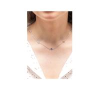 Zeeme Silber Collier 925/- Sterling Silber Zirkonia Mehrfarbig 42Cm Glänzend
