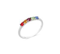 Zeeme Silber Ring Silber 925 rhodiniert mit bunten Kristallen D 1/2