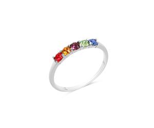 Zeeme Silber Ring Silber 925 rhodiniert mit bunten Kristallen L 1/2