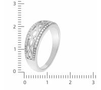 Fingerring ZEEME "Silber 925 glanz/mattiert Zirkonia" Gr. 16,5, weiß, Fingerringe, Damen, 052 (16,6), Silber 925 (Sterlingsilber) (50610741-16,5) weiß