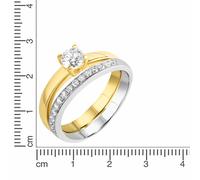 Zeeme Silber Ring Set 2 Teilig 925/- Sterling Silber Zirkonia Weiß Glänzend (Größe: 017 (53,5))