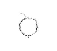 Zeeme Stainless Steel Armband Edelstahl Kugelarmband mit Herz Einheitsgröße