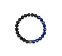 Zeeme Stainless Steel Armband Edelstahl Lavakugeln und Lapis Einheitsgröße