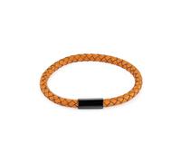 Zeeme Stainless Steel Armband Edelstahl Leder orange 21 cm Einheitsgröße