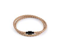 Zeeme Stainless Steel Armband Edelstahl Leder taupe 2-reihig Einheitsgröße