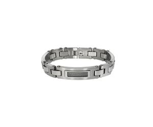Zeeme Stainless Steel Armband Edelstahl poliert matt mit Stahlseil 21,5cm lang Einheitsgröße