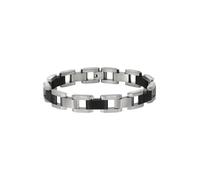 Zeeme Stainless Steel Armband Edelstahl poliert matt zweifarbig schwarz Einheitsgröße