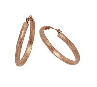 Zeeme Stainless Steel Damen Creolen Edelstahl 3,4cm Diamantiert ohne rot 389010103