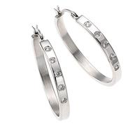 Zeeme Creole »Edelstahl Zirkonia weiß«, grau