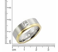 ZEEme Stainless Steel Edelstahl zweifarbig glanz/mattiert mit weißem Zirkonia Ri...