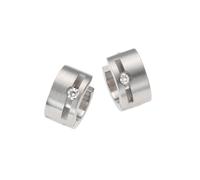 Zeeme Stainless Steel Ohrringe Edelstahl mit weißem Zirkonia 13mm Durchmesser Einheitsgröße