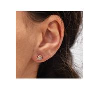 Paar Ohrstecker ZEEME "Edelstahl rosé-vergoldet mit weißem Zirkonia-Stein 7mm", Damen, Gr. one-size, Edelstahl, rot (rot, weiß), Ohrringe (97445610-0) rot, weiß