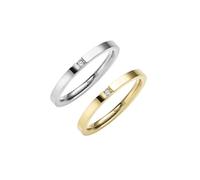 Fingerring ZEEME "Edelstahl 2tlg. Set mit weißem Zirkonia-Stein" Gr. 21, bunt (mehrfarbig), Fingerringe, Damen, 021 (66,1), Edelstahl (90043813-21) mehrfarbig
