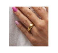 Fingerring ZEEME "Edelstahl gelb-vergoldet 8mm breit" Gr. 17, gelb, Fingerringe, Damen, 017 (53,5), Edelstahl (11696218-17) gelb