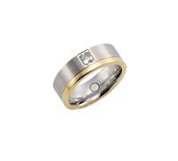 Zeeme Stainless Steel Ring Edelstahl zweifarbig glanz/mattiert mit weißem Zirkonia 45323