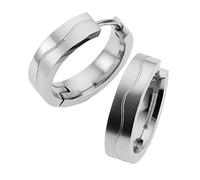 Zeeme Paar Creolen Edelstahl glanz matt 18mm Durchmesser Einheitsgröße grau Damen Ohrringe Schmuck Ohrschmuck Einheitsgröße grau