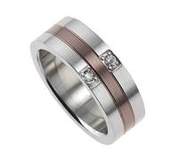 Zeeme Stainless Steel Unisex Ring Edelstahl Glänzend Kristall weiß 389070004