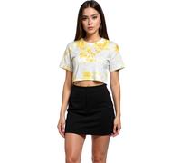 ZEGY Damen Crop-Top im Batik-Look Baumwoll-Shirt T-Shirt 1075 Gelb/Weiß S