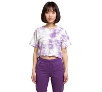 ZEGY Damen Crop-Top im Batik-Look Baumwoll-Shirt T-Shirt 1075 Lila/Weiß L