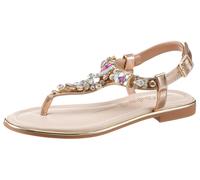 Zehentrenner BUFFALO "KIRA ICE", Damen, Gr. 41, rosegoldfarben, Lederimitat, Glitzer, metallic, Schuhe Zehentrenner, Riemchensandale, Sommerschuh, Urlaubsandale, Memory Foam Innensohle (68800029-41) r